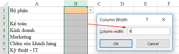 Cách thay đổi kích thước của Drop List trong Excel bằng VBA