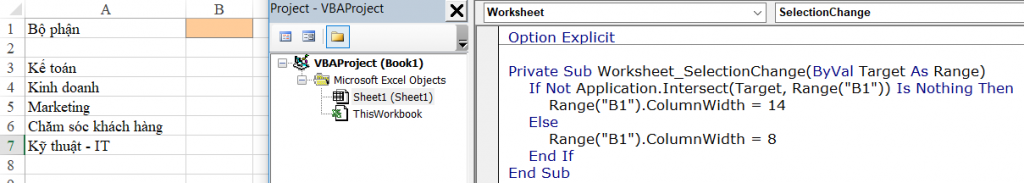 Cách thay đổi kích thước của Drop List trong Excel bằng VBA
