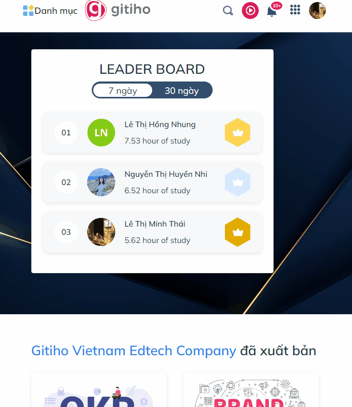 Ví dụ về việc ứng dụng Gamification tại Gitiho