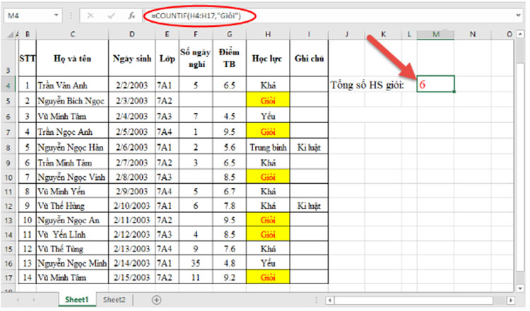 Cách dùng hàm đếm ô có dữ liệu trong Excel chuẩn nhất