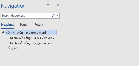 Cách chuyển trang trong word bằng Navigation Pane 4