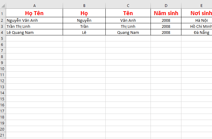 Đổi dòng thành cột và ngược lại trong Excel