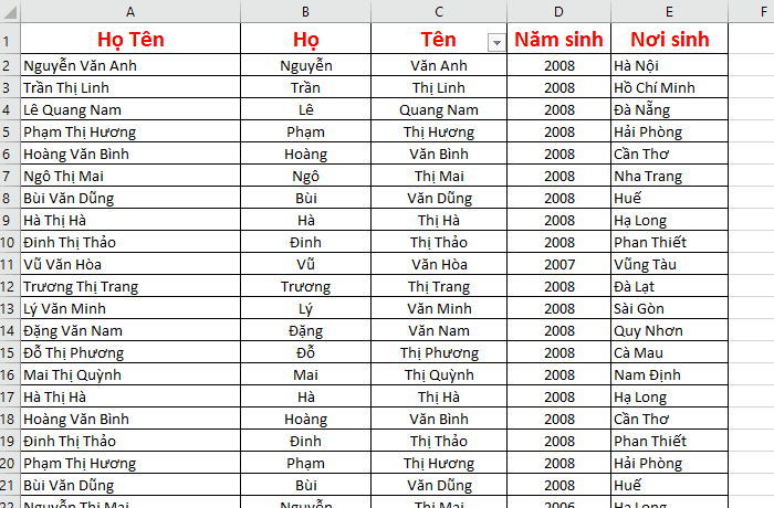 Hiển thị công thức nhanh trong Excel