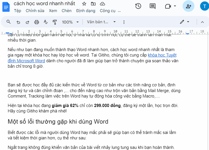 Tìm kiếm thông tin ngay trong trình soạn thảo
