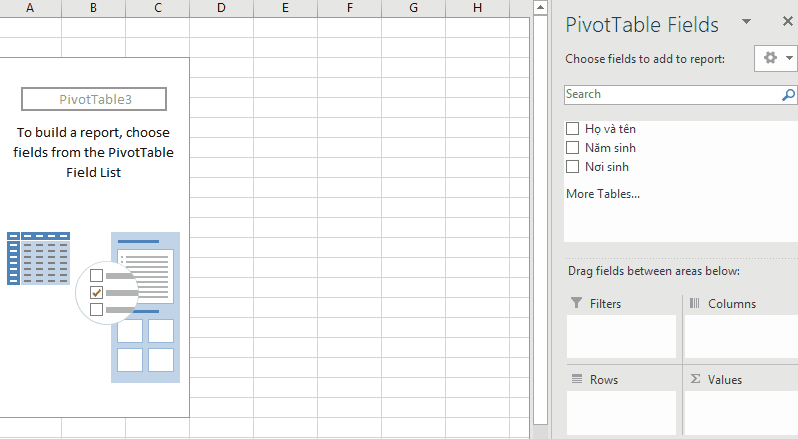 Lọc trùng dữ liệu bằng PivotTable