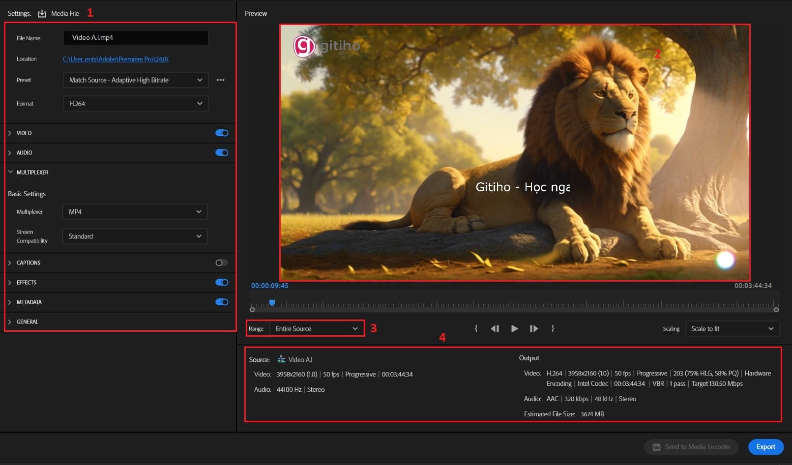 Hướng dẫn xuất video trong Adobe Premiere 2