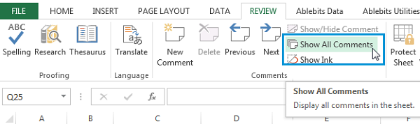 Hướng dẫn in nội dung comments trong Microsoft Excel