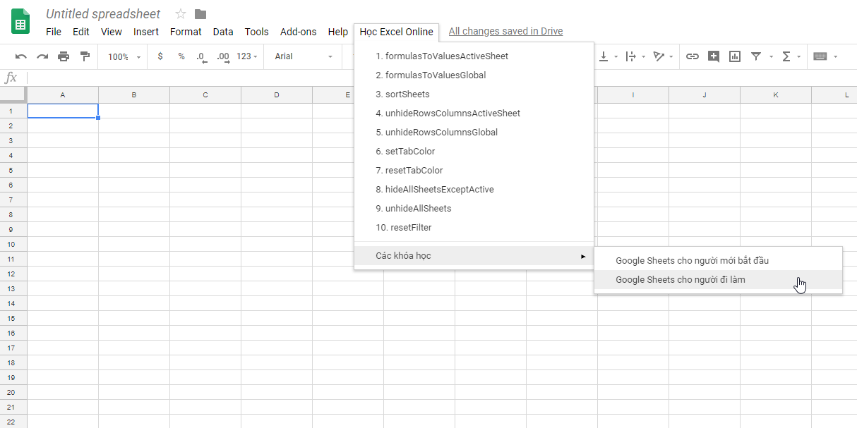 C ch t o menu ch c n ng v ch y macro tr n google sheets