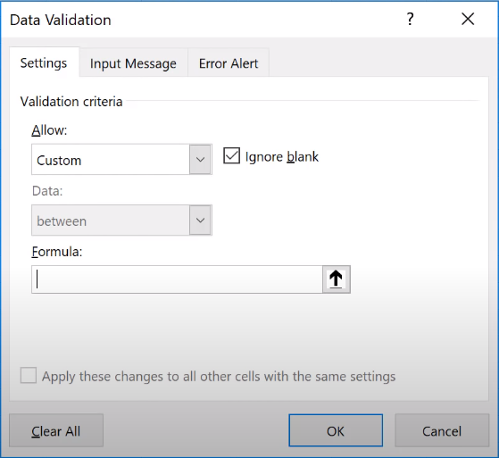 Cách thiết lập Custom trong Data Validation